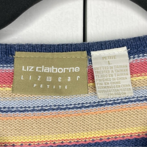 VINTAGE 90s Lizwear by Liz Claiborne Striped Knit Top - Picture 4 of 4